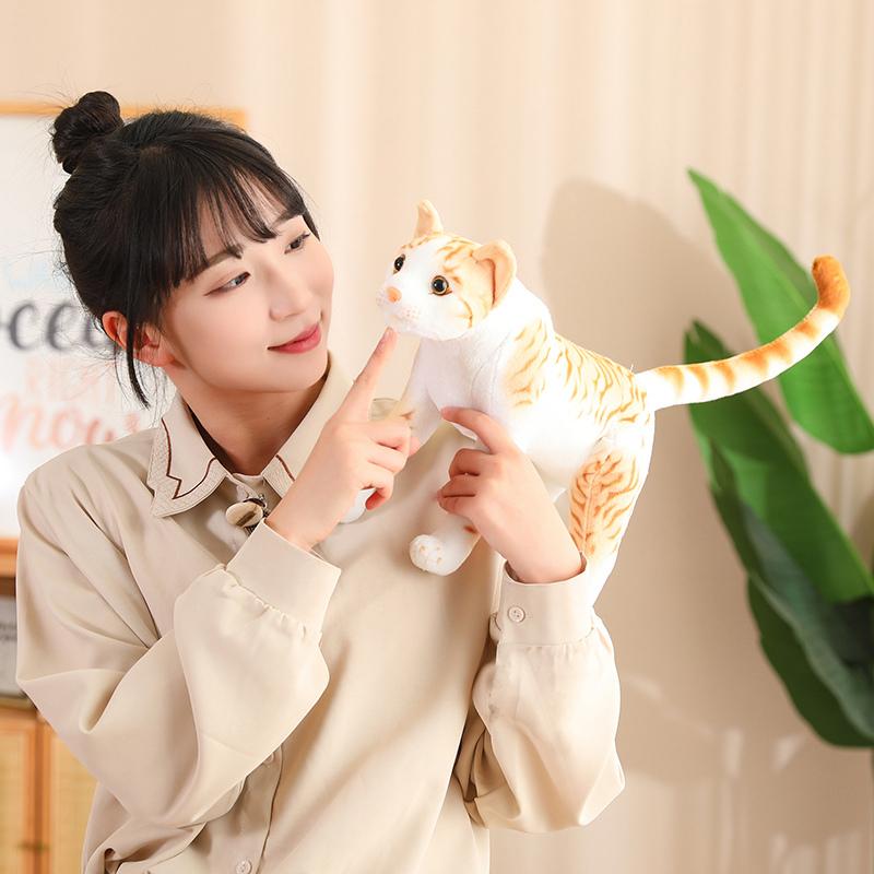 1Pc 35CM Simulation Pet Cat Plush Toys Internal Bracket Animal Dolls Stuffed Soft Orange Cat Grey Cat Rural Cat Toy