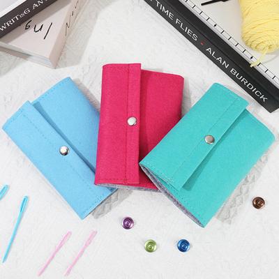 Crochet Hooks Storage Bag Circular Knitting Needles Felt Organizer Sewing Tools Kit With 1 Large 2 Small Pockets