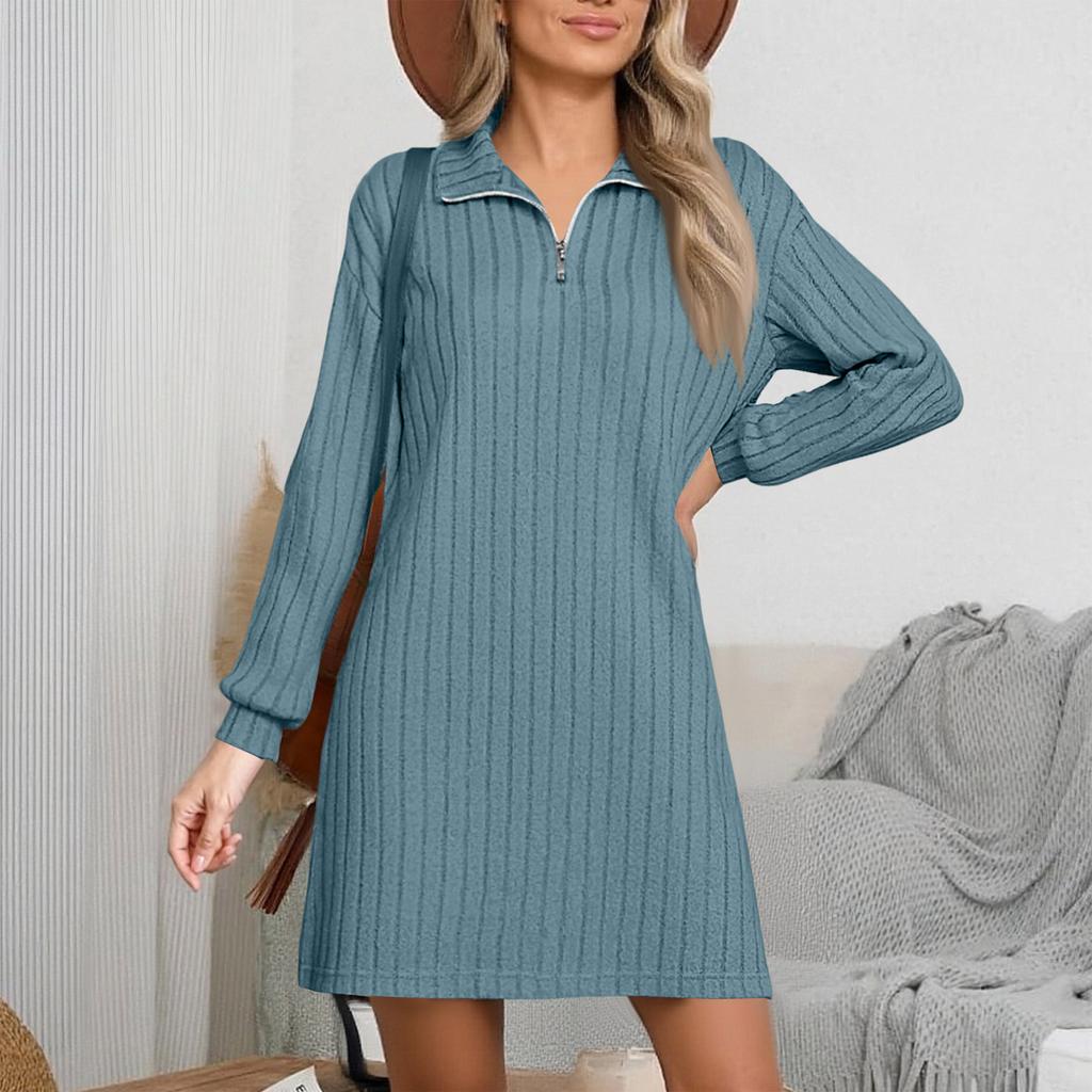Women's Fashionable Long-sleeved Straight-leg Loose Base Dress