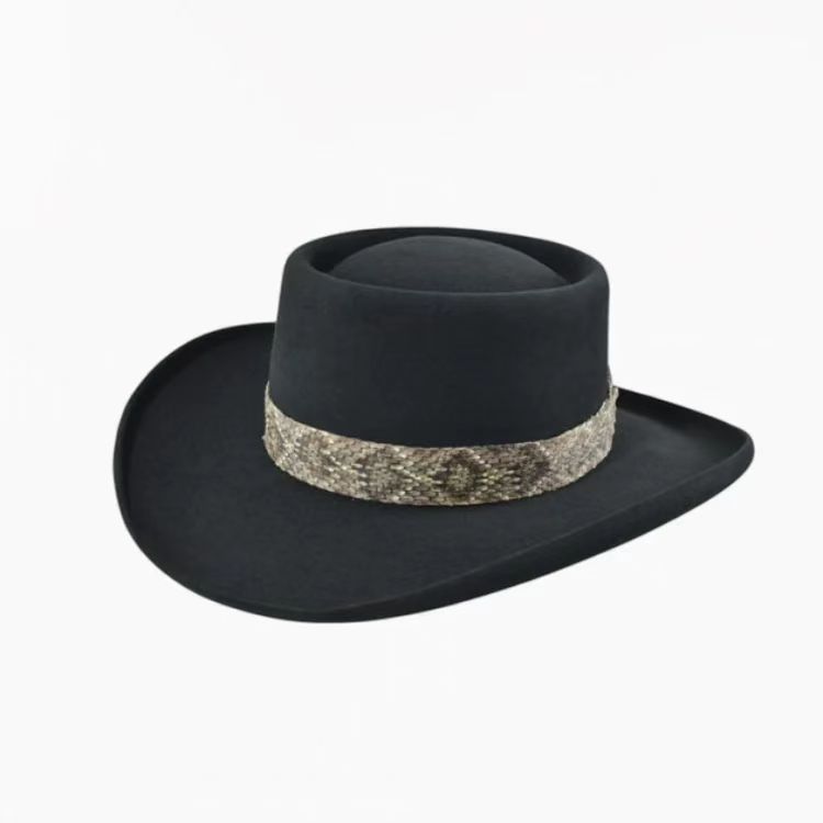 Western Wild Style Wool Top Hat Outdoors Pure Wool Cowboy Panama Hat Fashion Dome Ribbon Decorated Gentleman Cycling Sun Hat 58cm чёрный