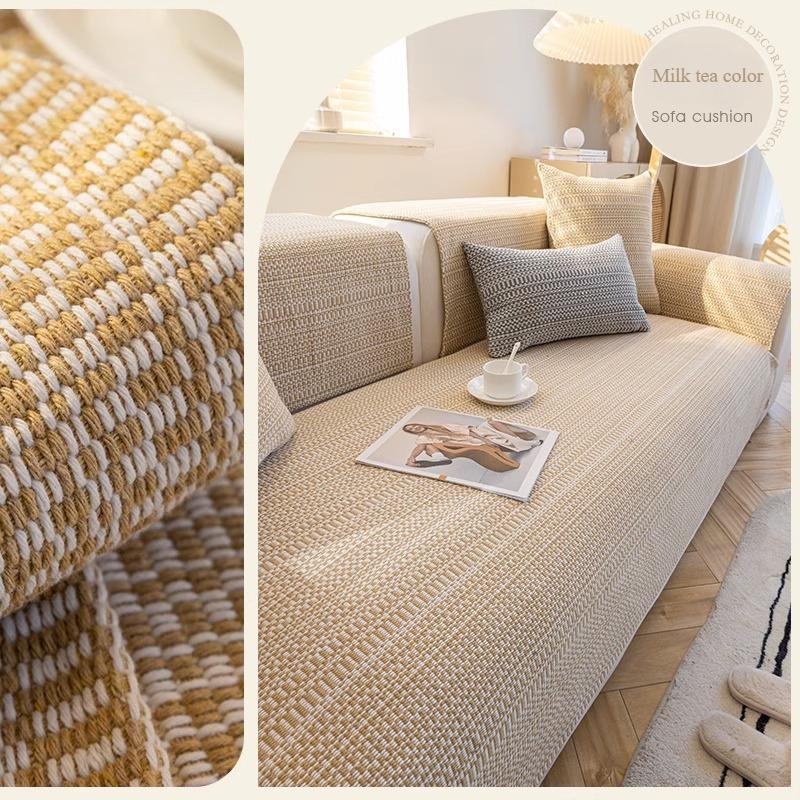 Japanese Style Cotton and Linen Sofa Cushion Universal Anti Slip Cushion for All Seasons Household Goods