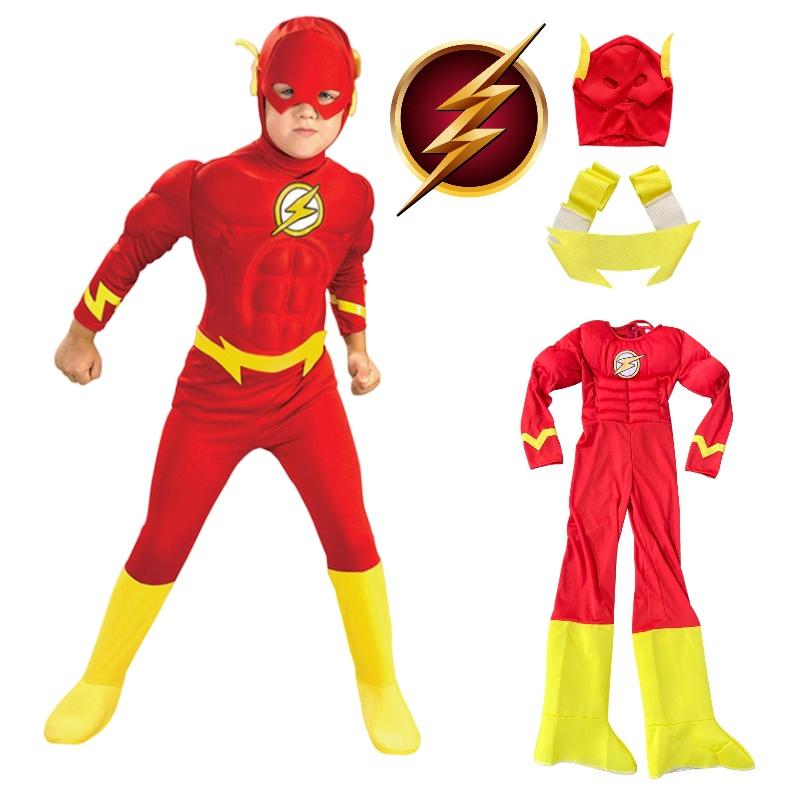 The Movie Flash Muscle Cosplay Costume Set Kids Halloween Party Prop Fans Gifts