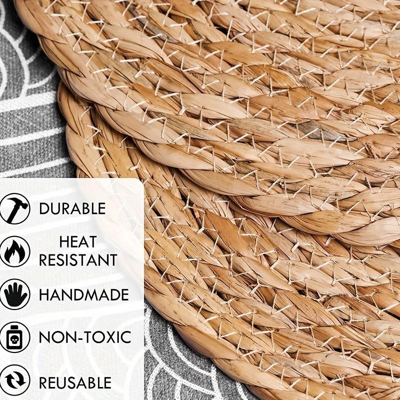 Pot Mats Handwoven Rattan Placemats Round Heat Insulation Mats Natural Woven Table Mats for Dining Home Wedding Decoration