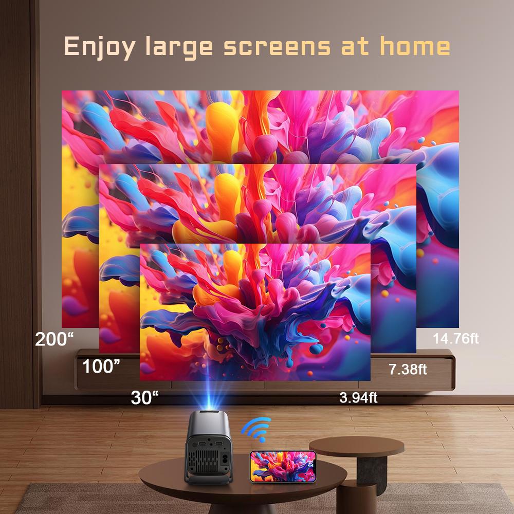 YDH-Q320 2026 New Model Short-Throw Projector 720P Support 4K Android 11 Wireless Screen Mirroring 600 Lumens Indoor Outdoor Use