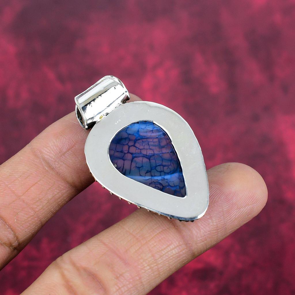 Wisiorek Dendryt Srebro Próby 925, Ręcznie Robiony Wisiorek z Kamieniem Szlachetnym, Prezent na Urodziny