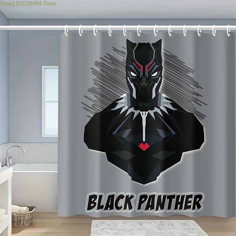 

Black Panther Shower Curtain - Polyester with Geometric Design, Includes Hooks, Perfect for Bathroom Decoration, Curtains for 90x180cm