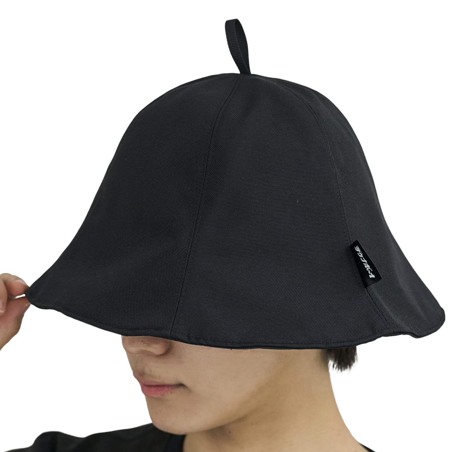 

Plain nylon sauna hat, black