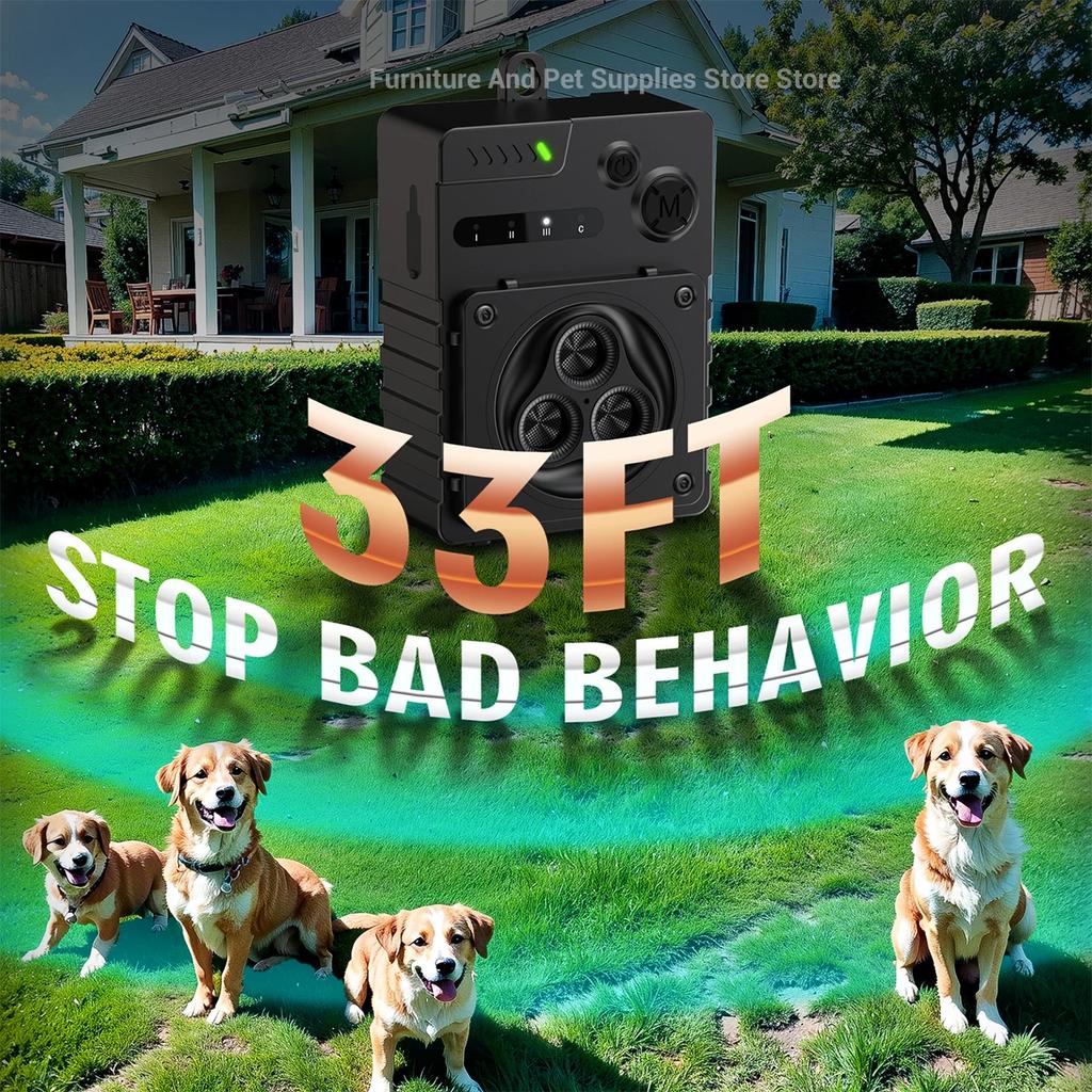 Ultrasonic Anti Bark Device for Dogs Rechargeable Dog Barking Deterrent Control Stop Bark Training Tool Indoor Outdoor Safe