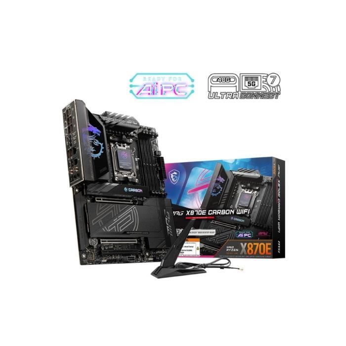Carte mère - msi - mpg x870e carbon wifi - wi-fi 7, 5g lan, usb 40 gb/s, led rgb, pcie supplémentaire