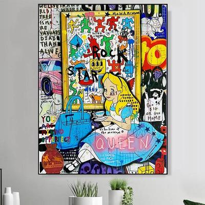 Poster Astratti Graffiti Stampa Pittura su Tela Principessa Regina Immagini Pop di Strada Per Decorazione Parete Casa Affreschi Soggiorno