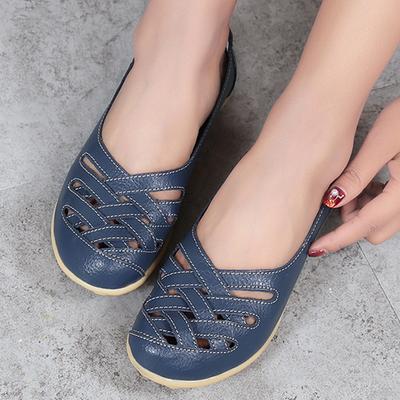 Loafer Shoes For Women Hollow Out New Moccasin Shoes Women'S Ballet Flats PU Genuine Leather Female Shoes Woman Loafer Shoes Tenis Feminino