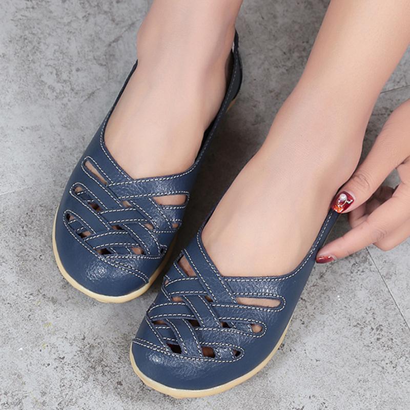 Loafer Shoes For Women Hollow Out New Moccasin Shoes Women'S Ballet Flats PU Genuine Leather Female Shoes Woman Loafer Shoes Tenis Feminino