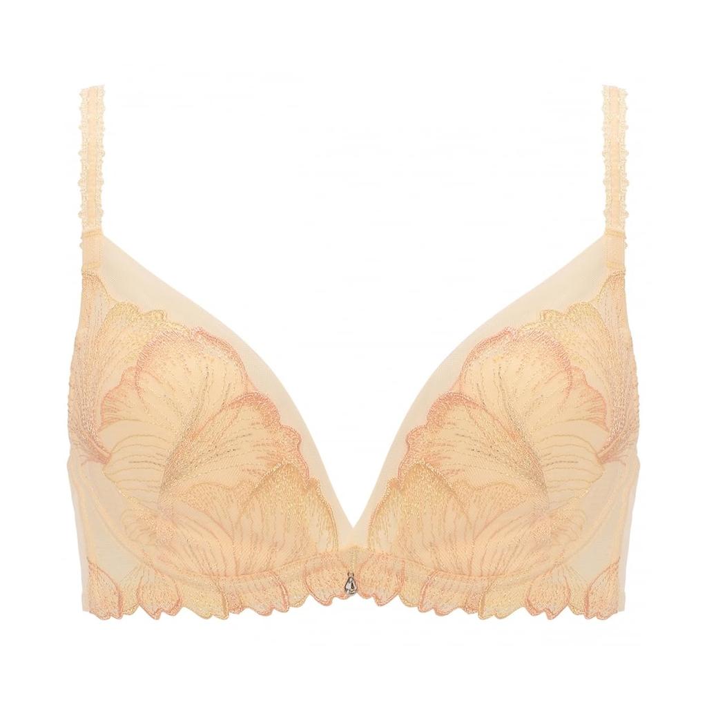 AMOSTYLE BY Triumph Deep V Bra Mermaid Shell M001 Size E75 (Unpadded) (Beige)