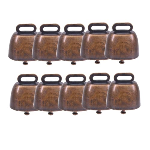 

Niesporek Cowbells, Set of 10, Cow Bells, Pet Bells for Goats, Cows, and Pets, Small Metal Anti-Lost Bells, Mini Bells for Decoration, Farm Necklace B