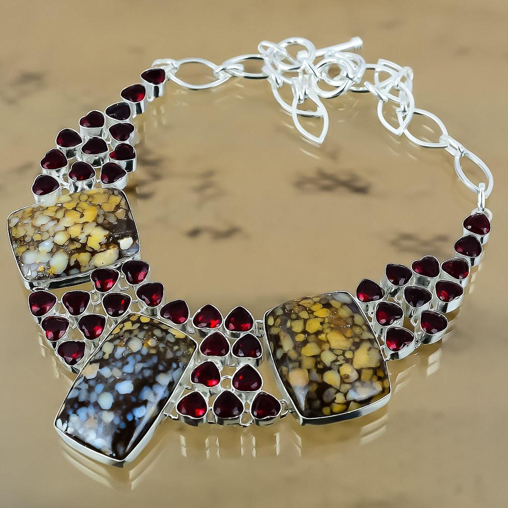 Gift For Women Chain Adjustable Necklace 925 Silver Natural Cobra Jasper