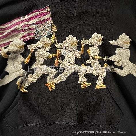 2025 New National Flag Design 3D Printed Sweatshirt Lettered Loose Hooded Unisex Jacket Trend