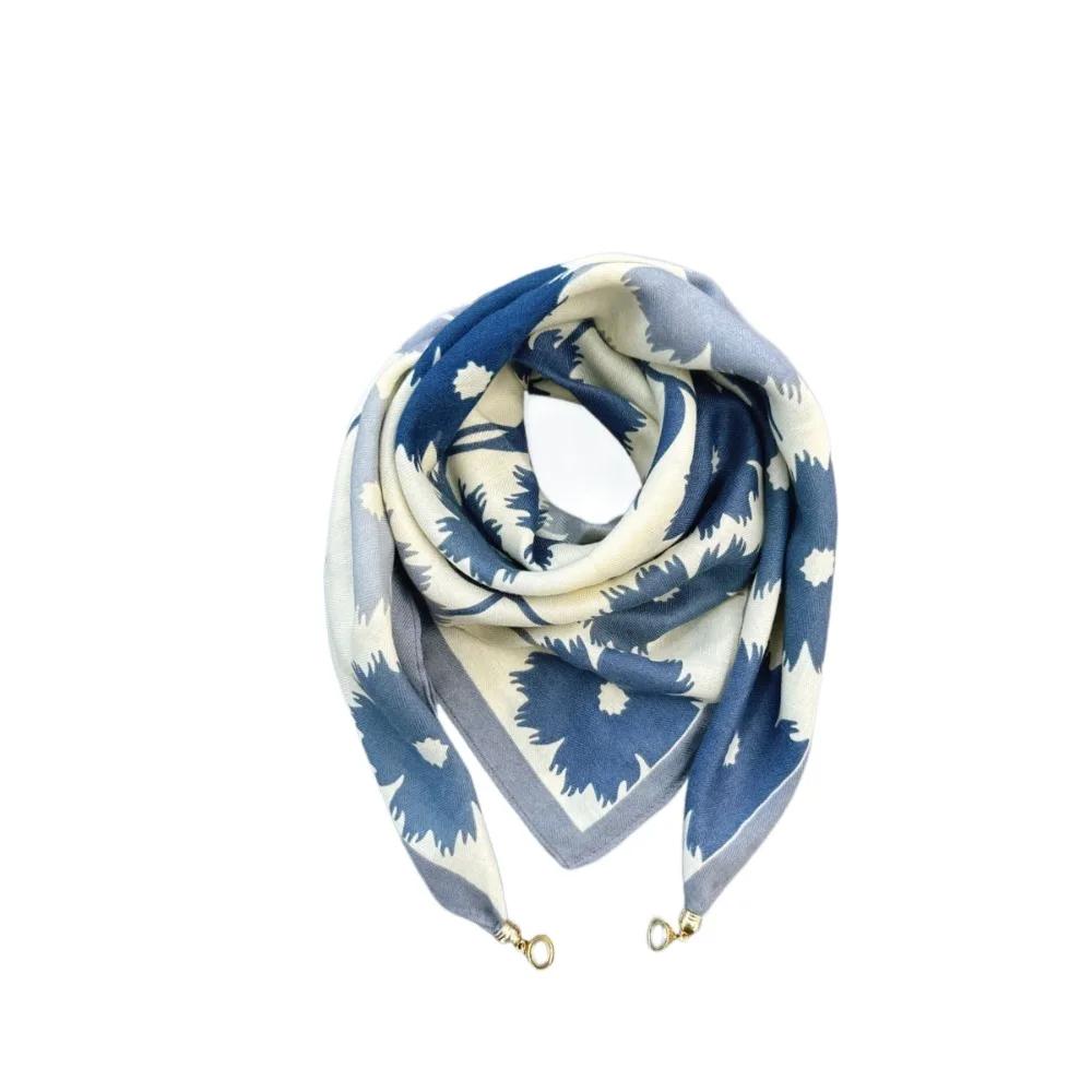 

Vintage Style Ladies Square Scarf Wraps Neck Magnetic Buckle Scarf Cross Scarves Triangle Scarf Cross Neckerchief Silk Scarf