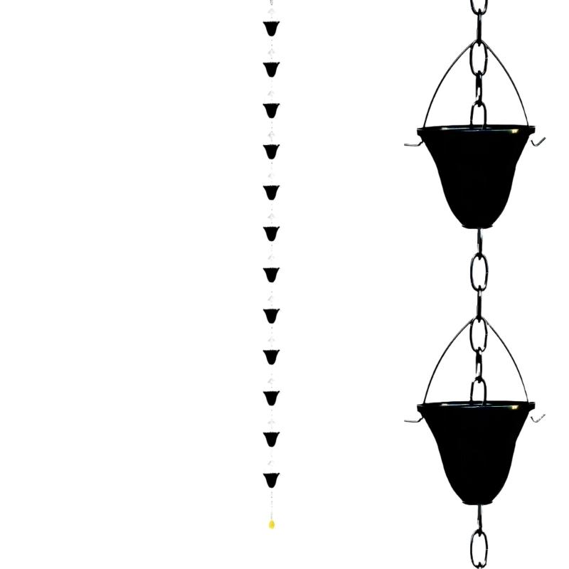Stylish Outdoor Rain Chain 121.5cm Length With 5 Cups Perfect For Roof Drainage And Landscape improve