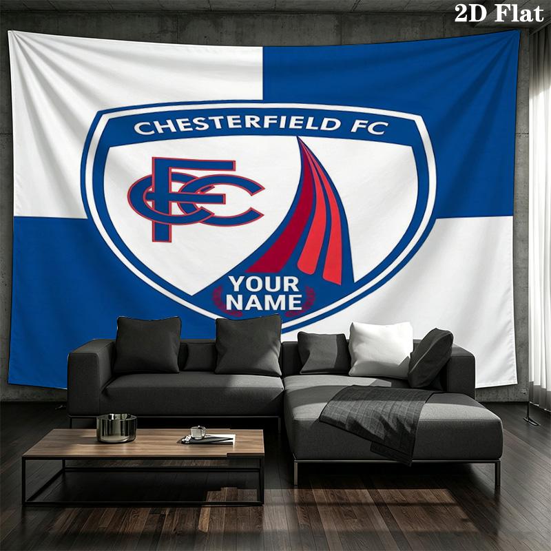 Chesterfield Fc Crest Custom Name Wall Tapestry Aesthetic Wall Hanging Printed Fabric Blanket Decorative Tapestries For Bedroom Living Room Home Decor