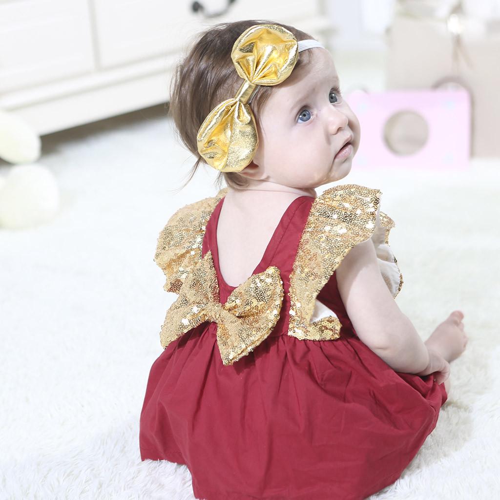 Oucan Summer Infant Baby Girls Sequin Bowknot Wedding Party Romper Princess Dress Oucan Summer Infant Baby Girls Sequin Bowknot Wedding Party Romper Princess Dress