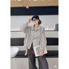 Womens Vintage Motorcycle Denim Jacket Loose Fit Casual Chic With Belted Waist Fall Style