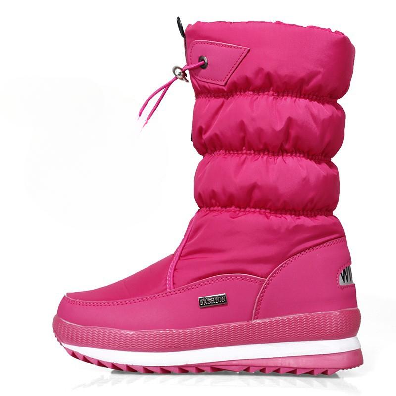 Winter thick women's snow boots Warm Plush Mid-calf Boots Non slip Waterproof  Platform Snow Boot Casual Female White shoes