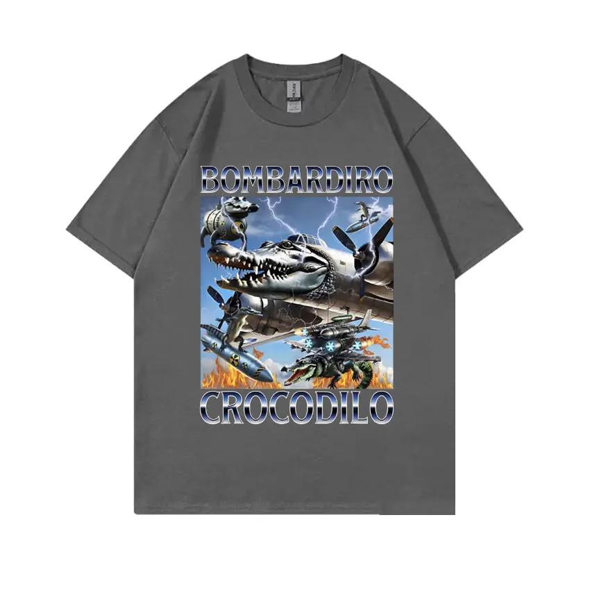 Funny Meme Italian Brainrot Bombardiro Crocodilo Crocodile Plane Bomber T-shirt Men Women Casual Cotton Vintage Humor T Shirts