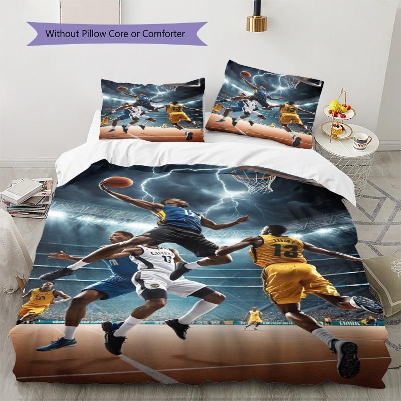 Lightning Basketball Game Stadium Print 3‑Pieces Duvet Cover Set Sport Theme Bedding Bedroom Home Decor Without Pillow Core Comforter
