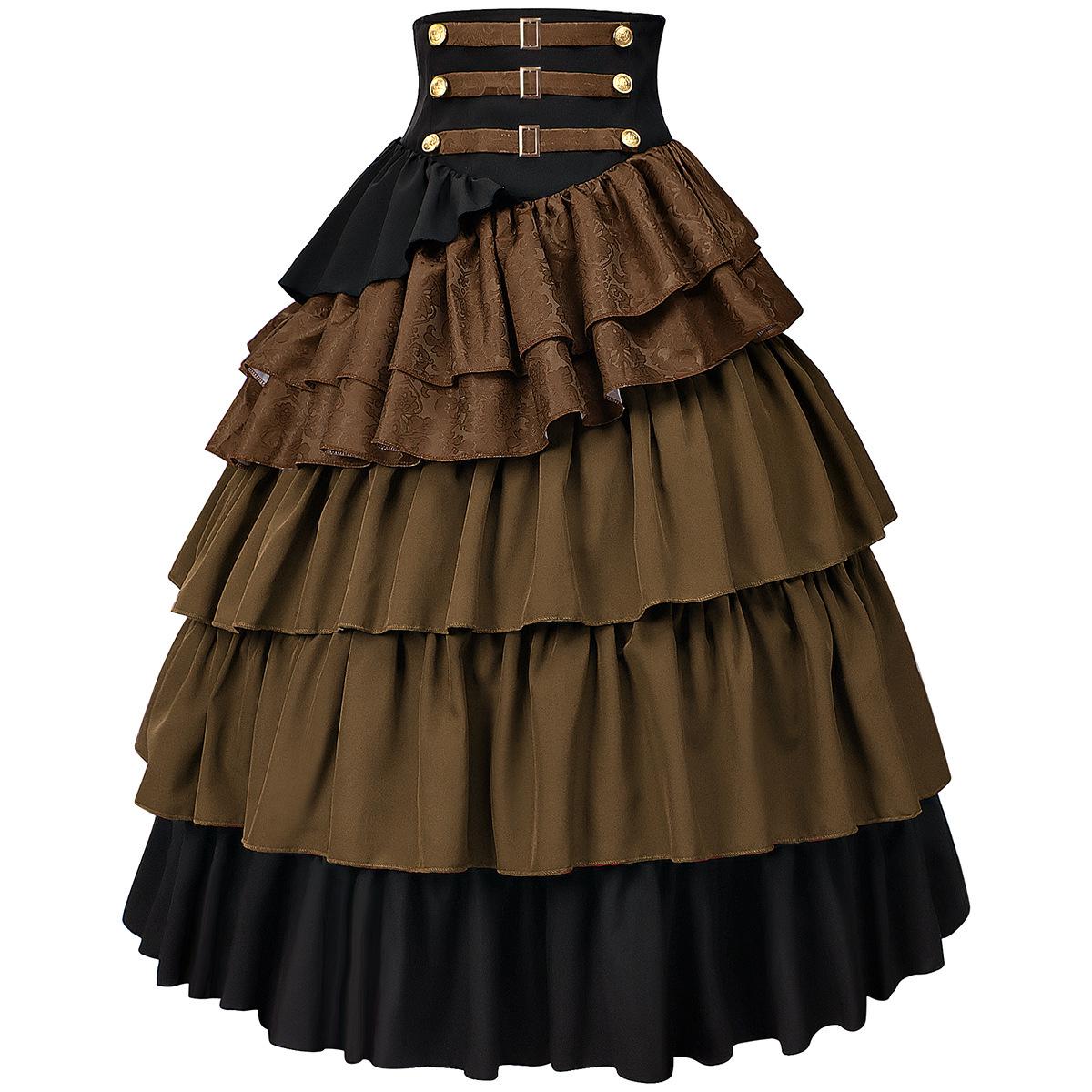 

Women s Steampunk High-Waisted Ruffled Skirt for Cosplay S
