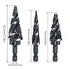 3PC Step Drill Bit Set 1/4" Shank High Speed Steel Step Drill Bit for Sheet Aluminium Metal Wood Hole Drilling Taper