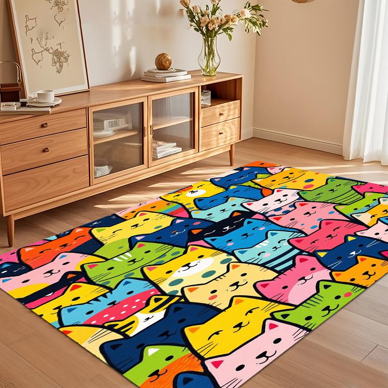 Colorful Cartoon Cat Carpets for Living Room Area Rug Non-Slip Rugs & Carpet Home Decor Alfombra Gift Soft Washroom Floor Mat 40x60CM