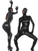 S-5XL Unisex Catsuit Cosplay Piele Sintetică PU Zentai Degete Bodystocking Fermoar Deschidere Între Picioare Bodysuit Colanți Leotard Conjoined