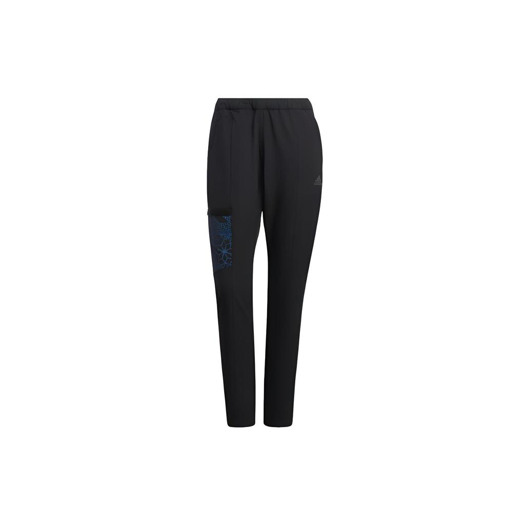 Adidas Pattern Spliced Running Training Straight-Leg Sports Pants Women Bottoms Black HC0277