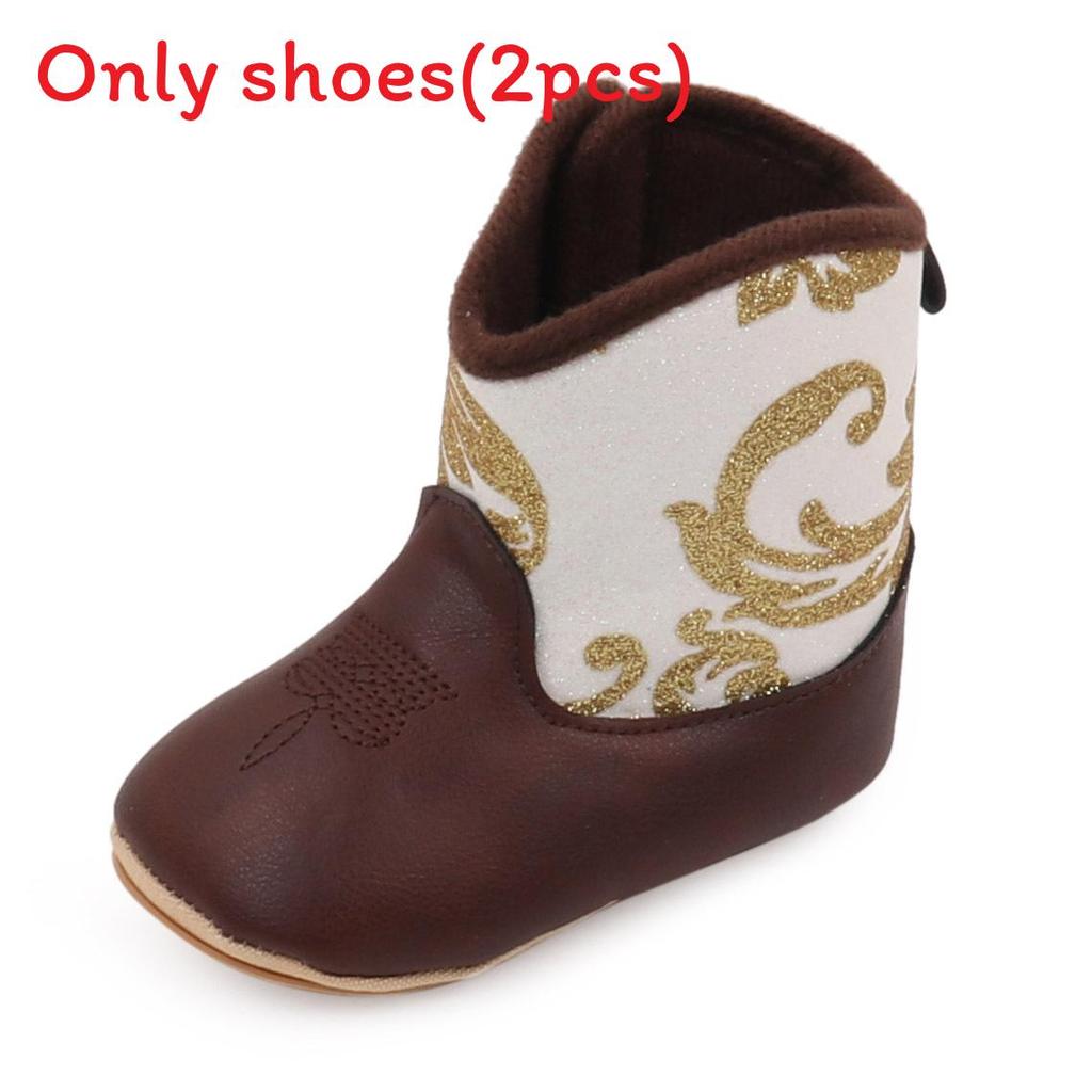 

Baby Toddler Short Boots With Antislip Bottom And Flower Print For Winter 12cm золотой