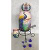 Pure Copper Peacock Printed Design Water Pot Heavy Gauge with Brass Tap & Copper Glass & Stand, Storage & Serving Water, Volume- 5 Liters