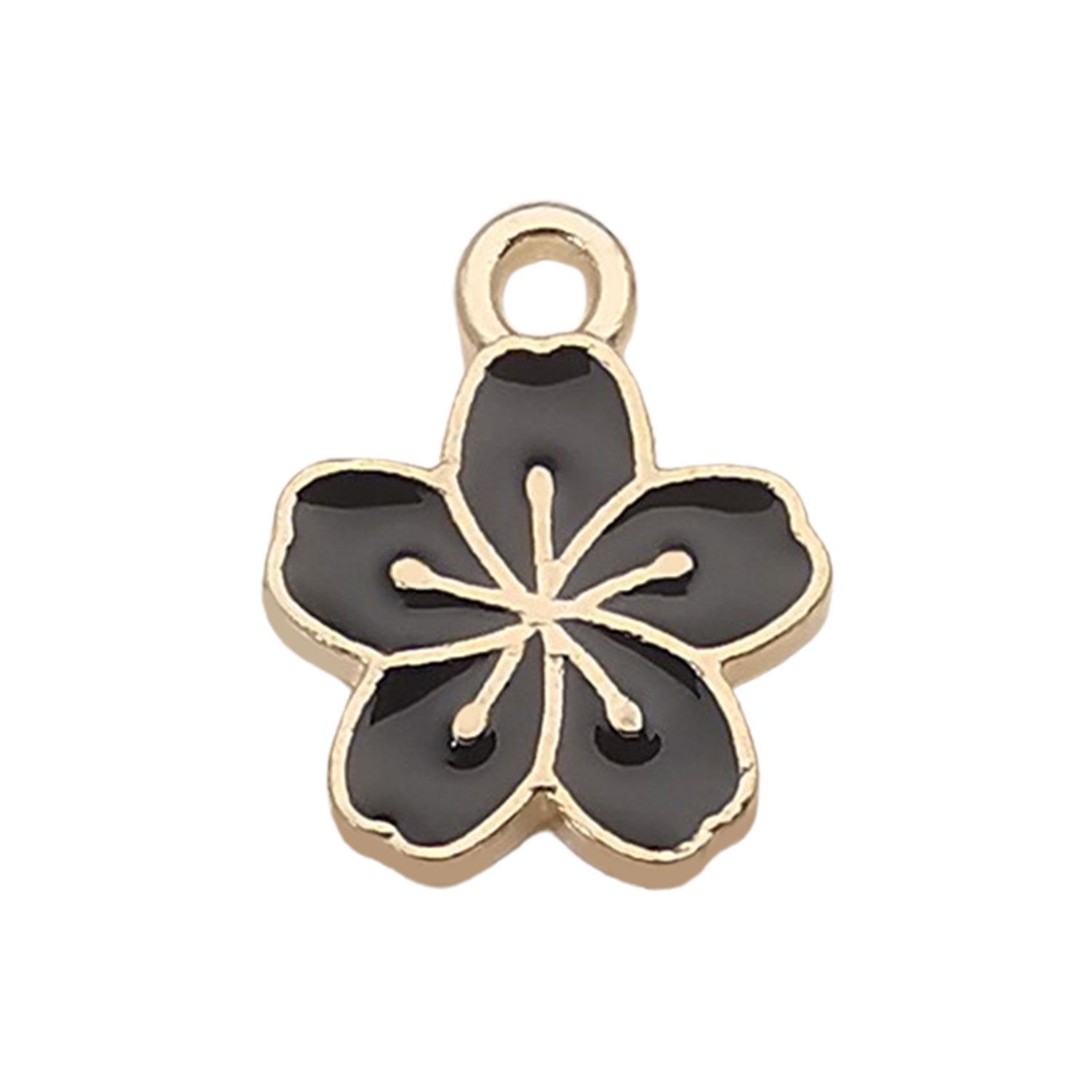 

«Набор из 30 черных цветочных украшений своими руками из Кореи»: Подвески из сплава K-Gold Oil Drop для сережек и браслетов