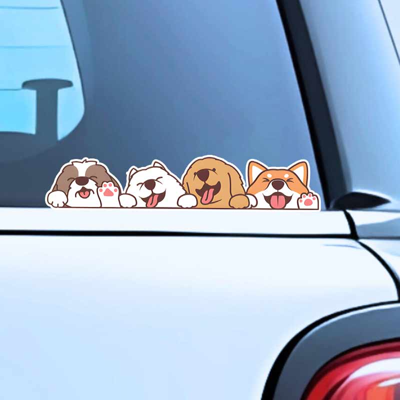 Cute Golden Retriever Shiba Inu Dog Car Sticker Waterproof Vinyl Decal on Bumper Rear Window Laptop Self-adhesive Decal For Car Accessories TM251