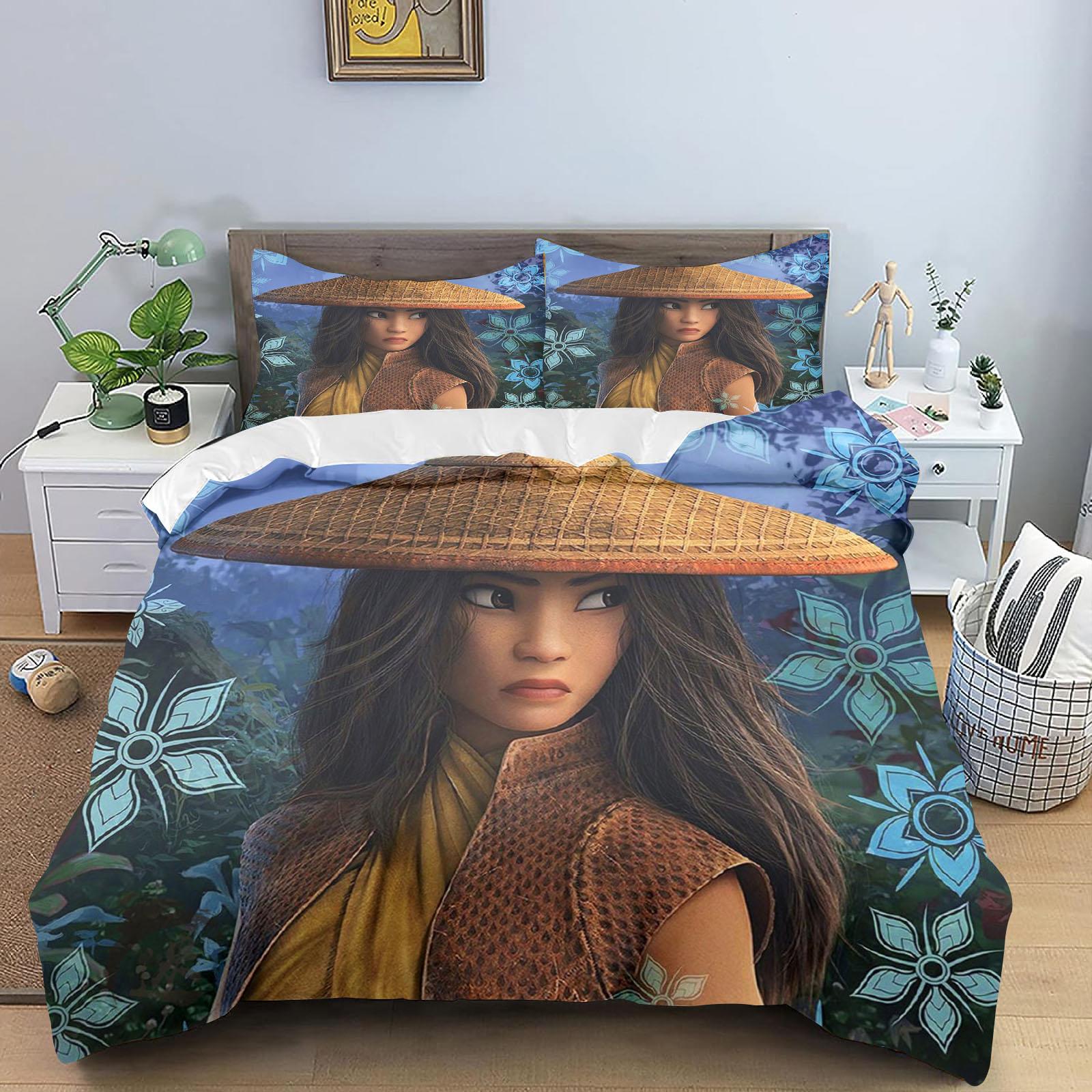 

Raya and The Last Dragon Anime, Home Bedroom Comforte Nordic polyester material, suitable for children and adults, 3-piece set 135x200cm
