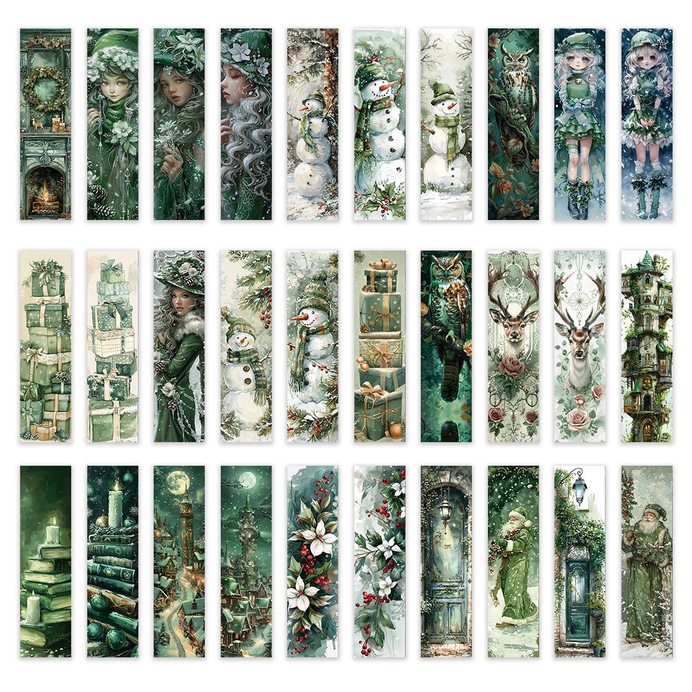 

32pcs, Green Christmas Bookmark, suitable for back-to-school season, Christmas, Halloween, teachers, readers, and birthdays.