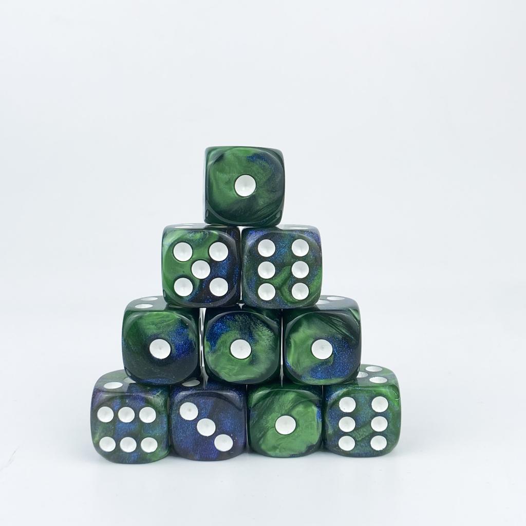 High Quality 10Pieces/Set 16mm Double Color Dazzling  Acrylic Round Corner 6 Sided D6 Point Dice For Family Board Games