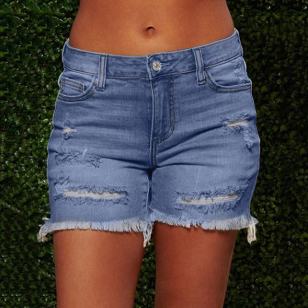 

(SU) Новые женские летние короткие джинсы, джинсовые женские шорты с карманами, джинсовые шорты L синий