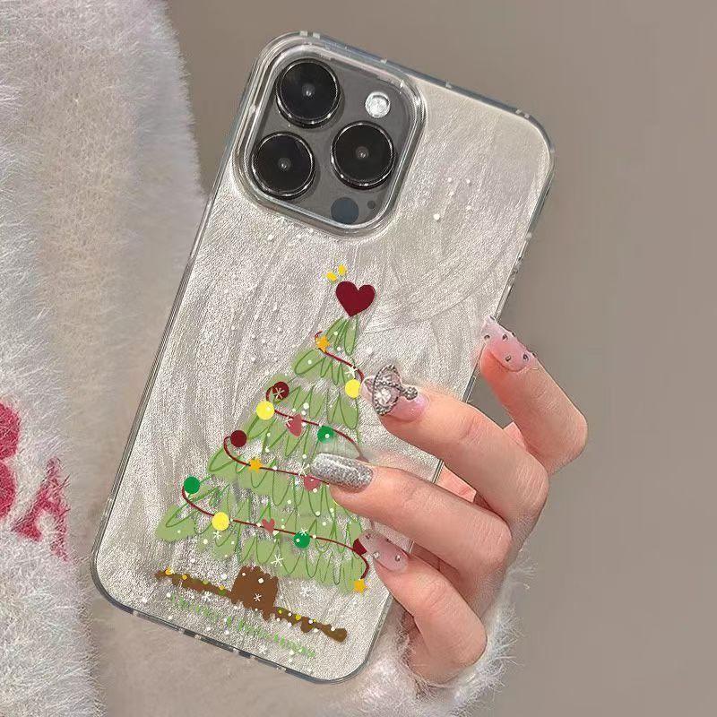 Love Christmas tree Apple 17promax feather yarn mobile phone case 13/12 high value 7/8 star 14/16pro case