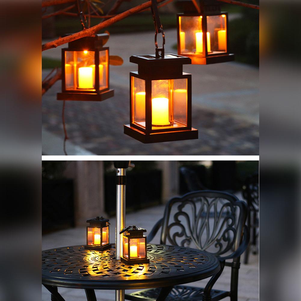 Solar Hanging Lantern Outdoor, Waterproof LED Solar Candle Light, Solar Powered Hanging Light With Clip For Patio Porch Deck Yard Garden Decor