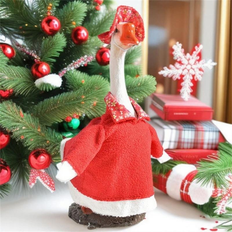 58cm Porch Geese Christmas Costume With Festival Hat Indoor Outdoor Decoration HX6C