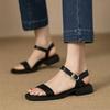 Fashion Summer Flat Sandals Women Ankle-Wrap Open Toe Square Low Heel Shoes Slingback Anti-slip Soft Sole Sandals Sandalias De Mujer