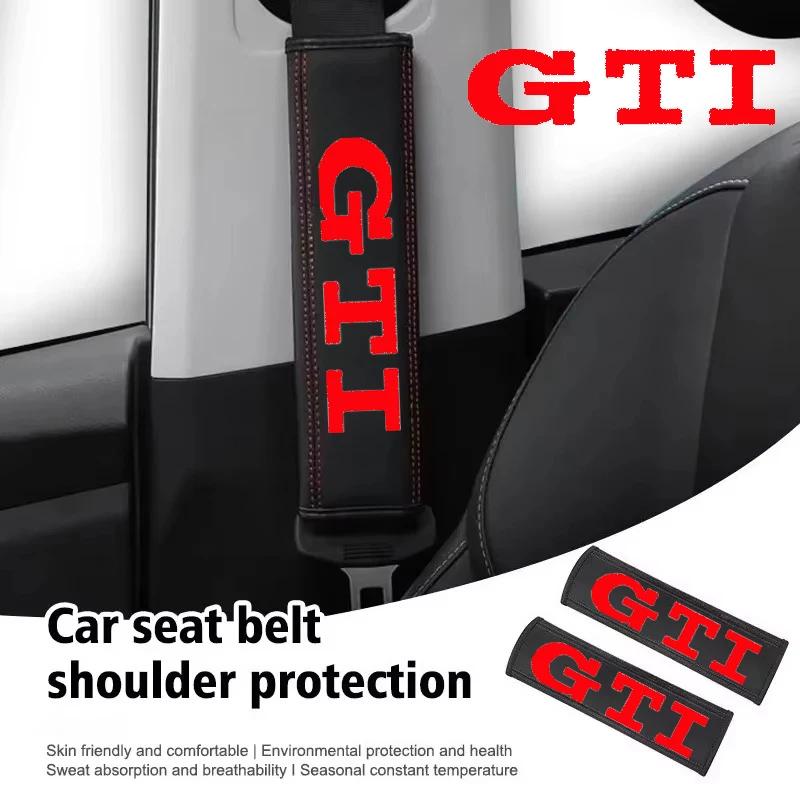 WGLRK1 2pcs Car Seat Belt cover Shoulder Pads with Embroidered Heart Design - Soft Cool Comfort Covers for Volkswagen VW GTI Emblem