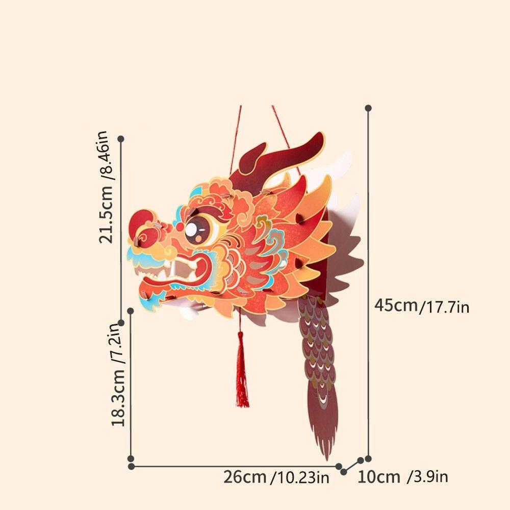 Chinese Style Dragon Head Lantern Glowing Luminous Handheld Lanterns DIY Lantern  Kids Gifts