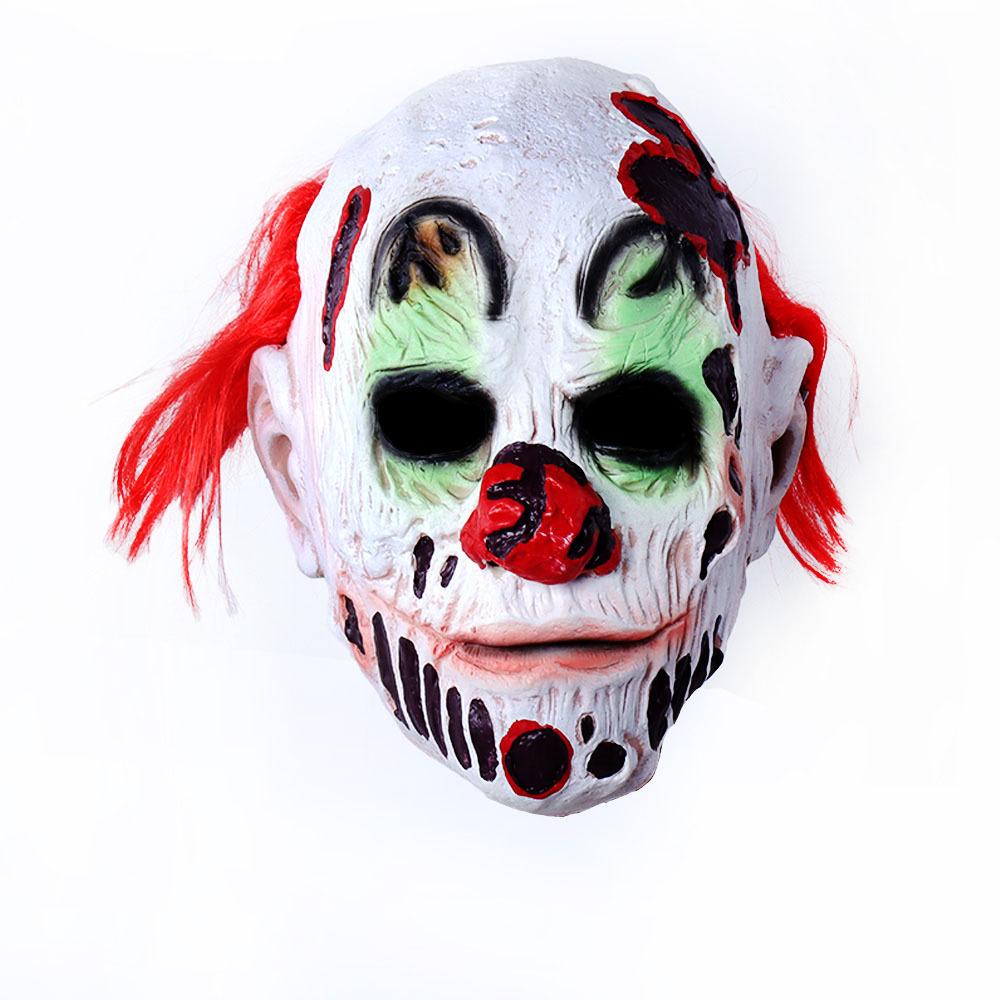 Halloween Red-Haired Clown Mask Masquerade Horror Headgear Creepy Devil Bleeding Latex Prop