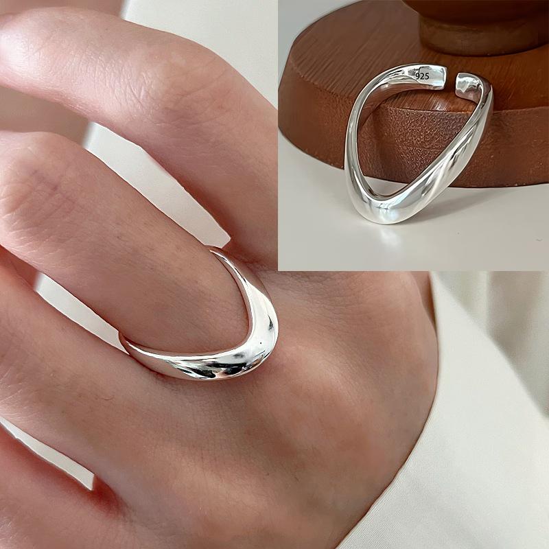 PANJBJ Real 925 Silver Retro Round Ring For 2 Rigns Women Chain Vintage Fine Jewelry Minimalist Accessories Gift