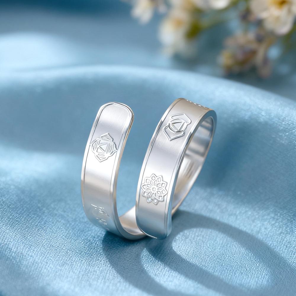 Dawapara 7 Chakras Adjustable Ring Yoga Spiritual Sanskrit Symbol Chakra Wedding Band Stainless Steel Jewelry Christmas Gift